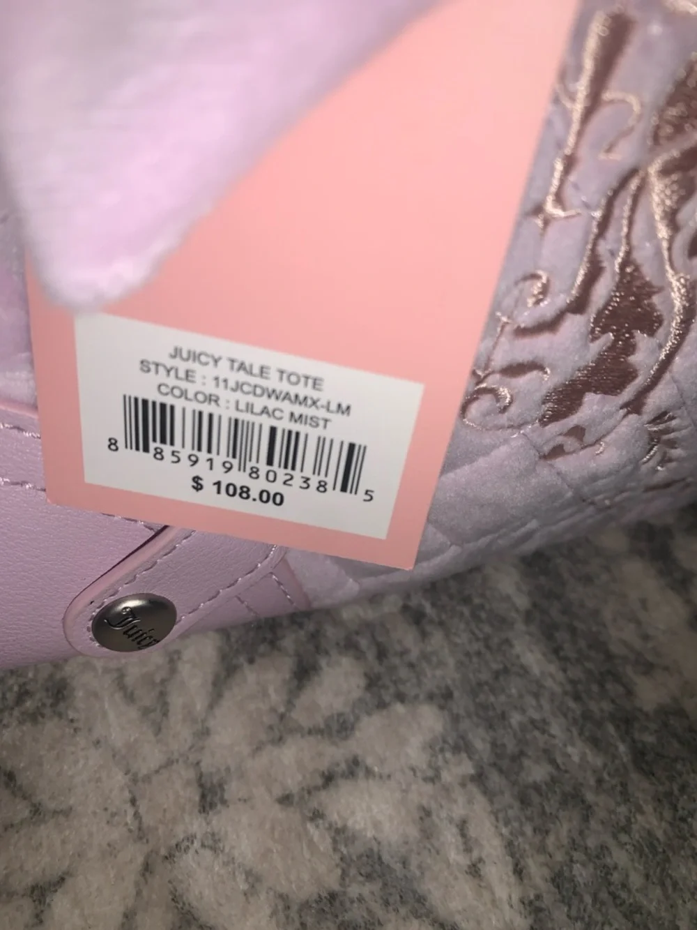 🆕- Juicy Couture Quilted Juicy Tale Tote with Bow and Charm - Picture 2 of 10